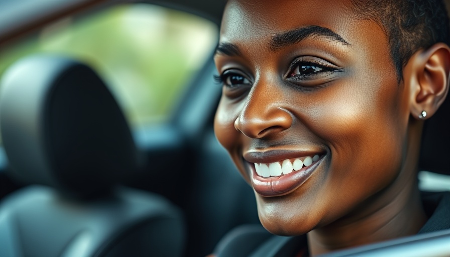 Close-up of person smiling in a car, exploring emotions affected by Botox.