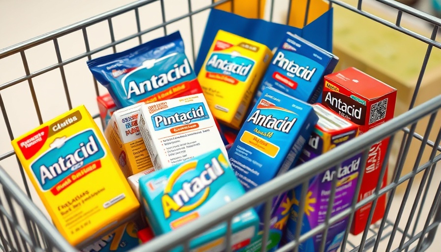 Clean Medicine at Walmart: Colorful antacid products in shopping cart.