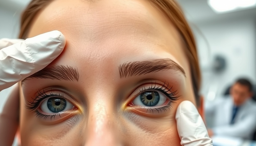Close-up of patchy eyebrows with a person explaining.