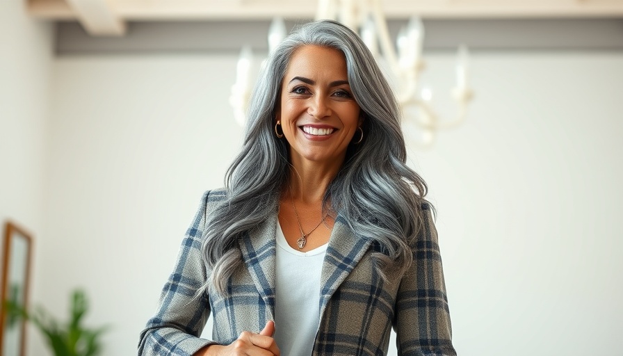Confident woman smiling gracefully - Stacy London menopause topic.