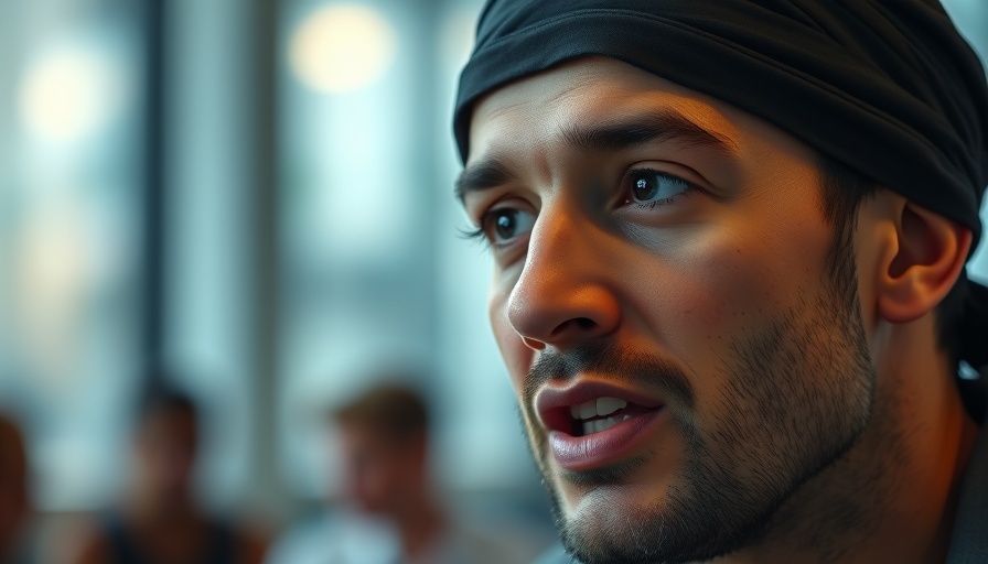 Man discussing consequences of filler with thoughtful expression, indoor setting.