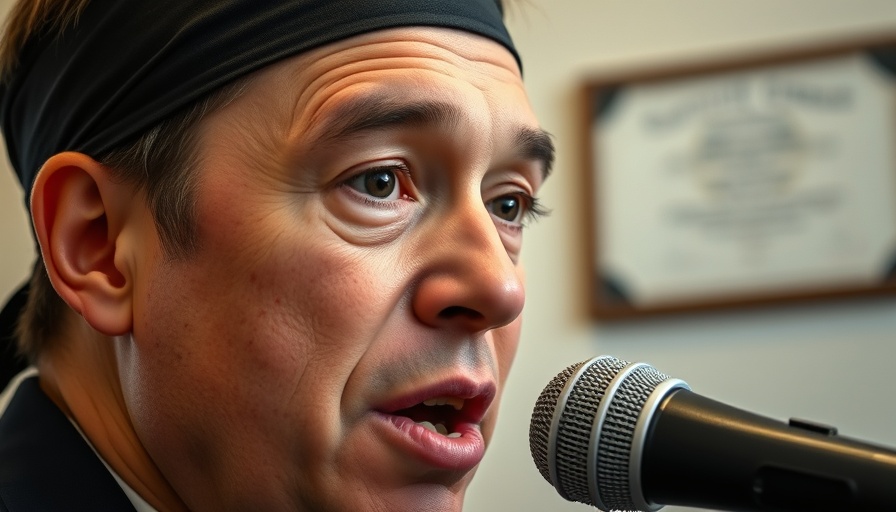 Close-up of a person speaking into a microphone, Not A Botched Hair Transplant topic.