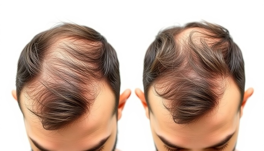 Non-surgical hair restoration before and after results on male scalp.
