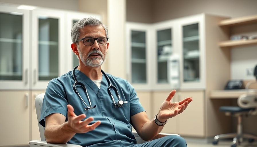 Doctor explaining cosmetic surgery with thyroid concerns in clinical setting.