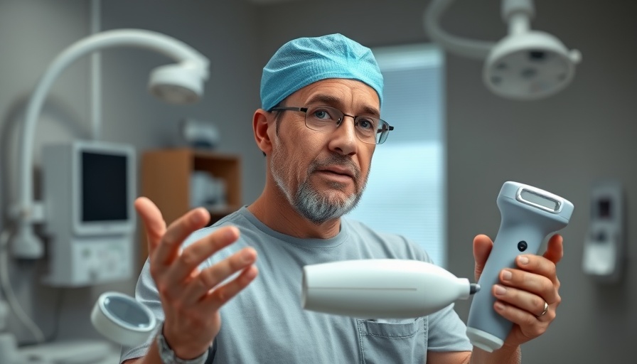 Man explaining hair loss treatment, tracking solutions in a clinic.