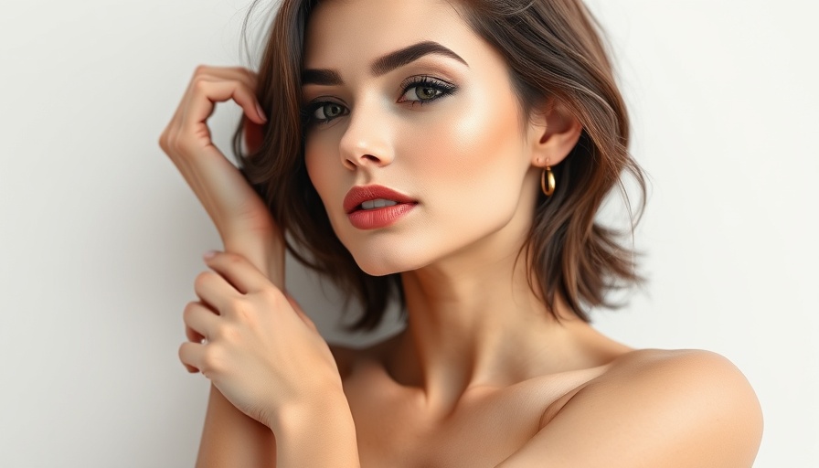Elegant woman with sleek hair in aesthetic setting promoting mastopexy with auto-augmentation.