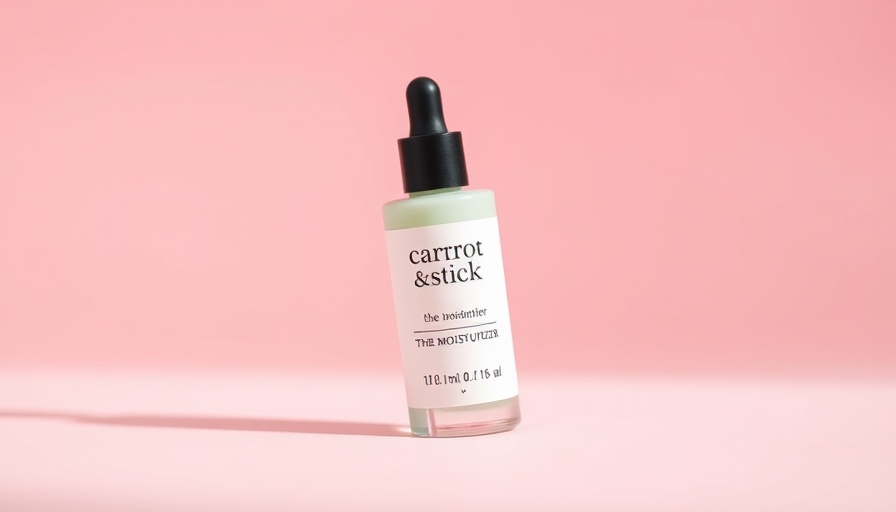 Minimalist bottle of Carrot & Stick moisturizer against a pink background.