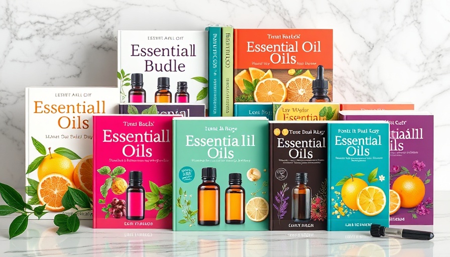Essential oil ebook bundle displayed on a marble table.