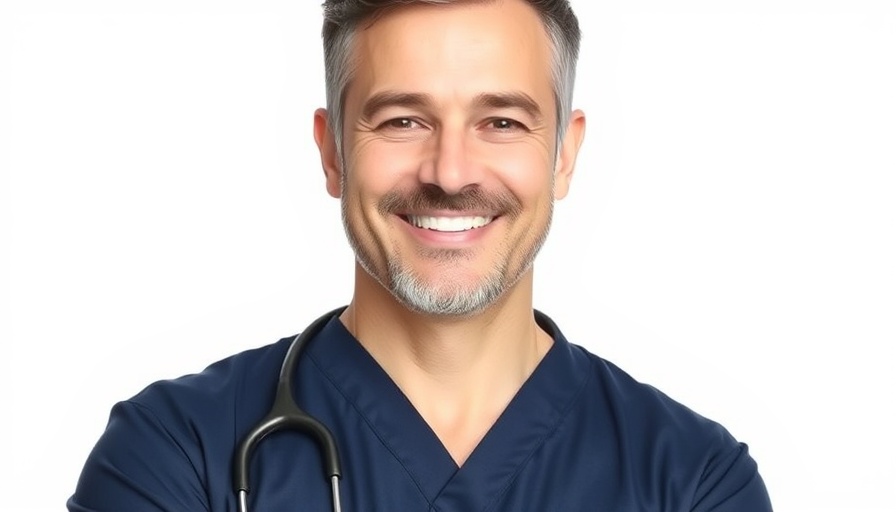 Doctor Gary Linkov Live Insights, professional doctor smiling in navy scrubs.