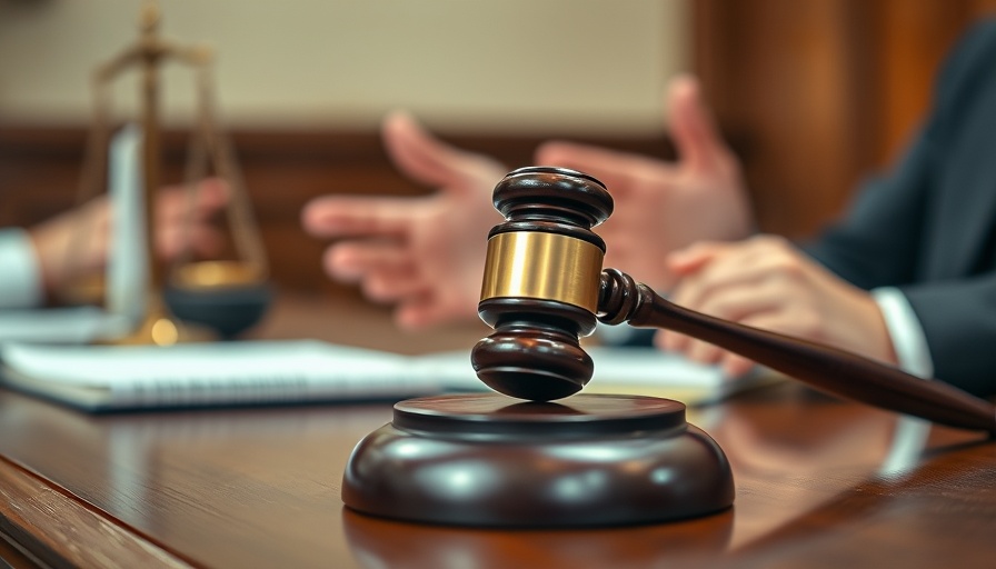 Close-up legal gavel with gesturing hands, Illinois maintenance law.