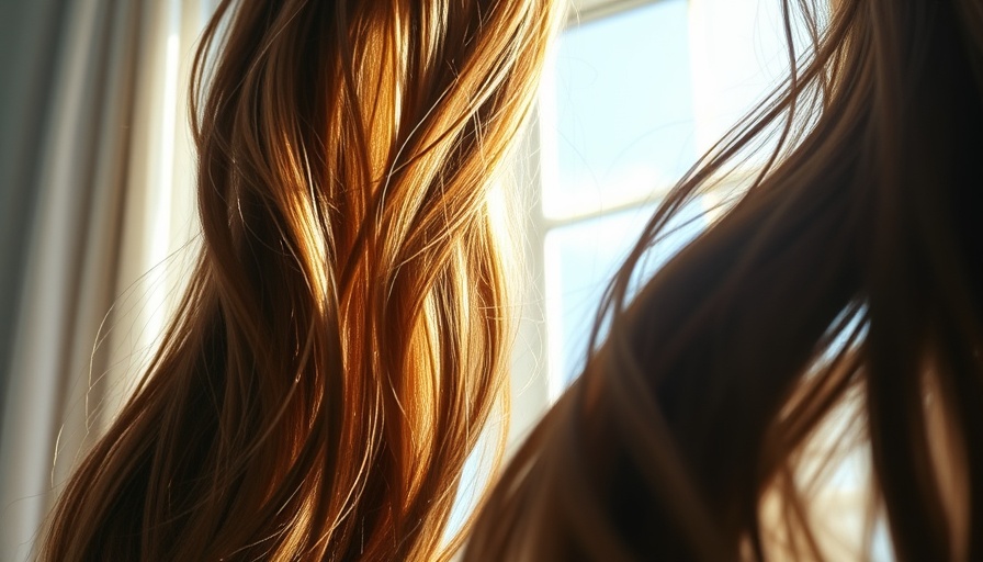 Lush brunette hair cascading gracefully in soft sunlight.