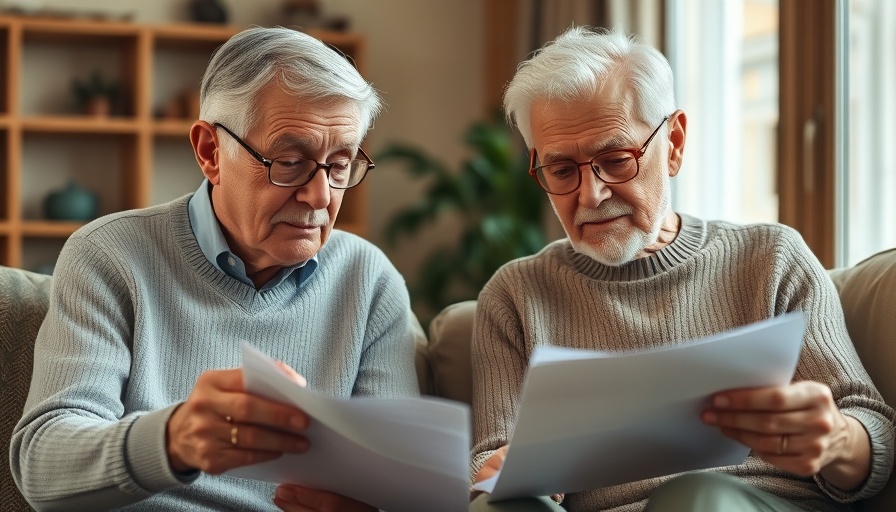 Elderly couple reviewing documents related to Long Term Care Insurance.