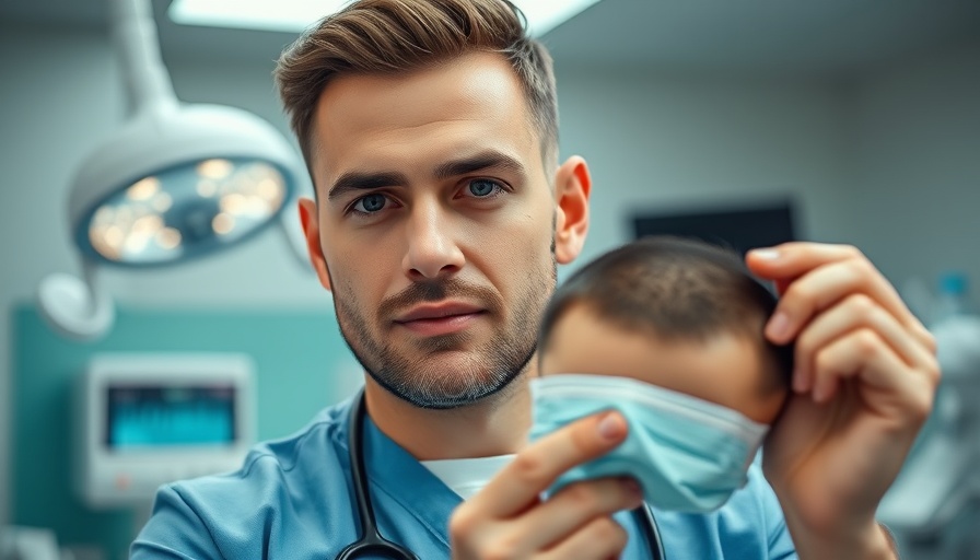 Post-op hair transplant cap displayed by health professional.