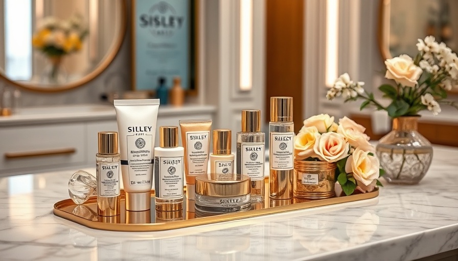Sisley Paris Cosmesi products elegantly displayed on marble.