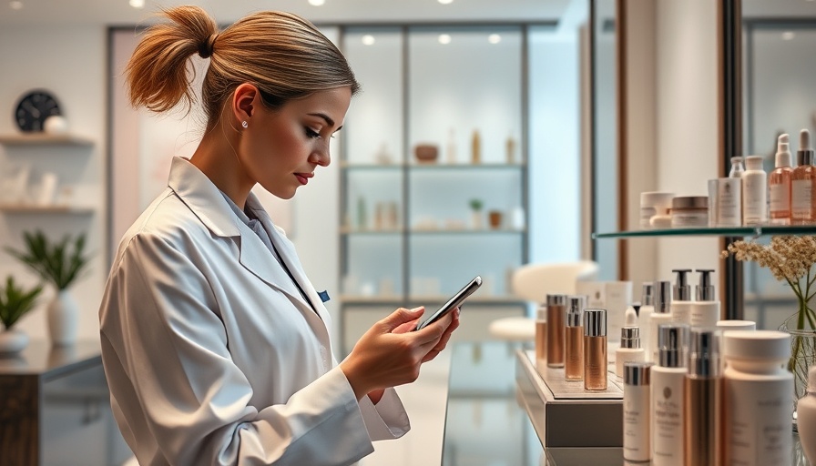 Dermatologist office reviewing Mediterranea Cosmetics in elegant setting.