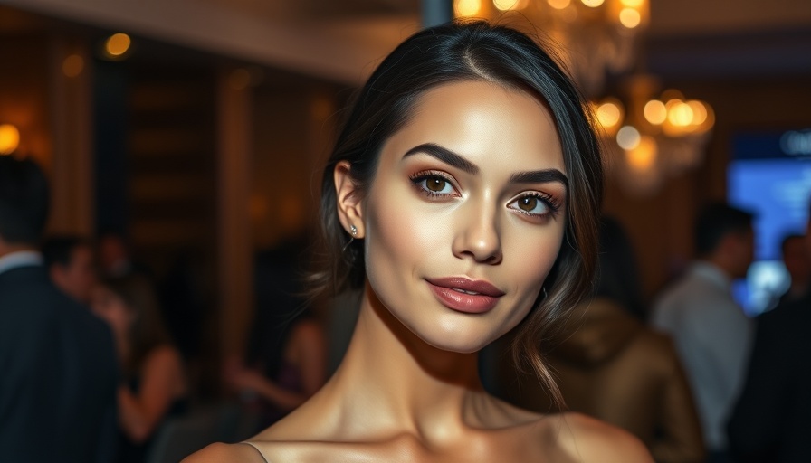 Elegant young woman posing confidently at an indoor event.