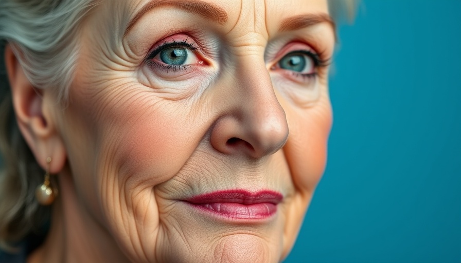 Confident older woman with distinctive makeup, photorealistic portrait.