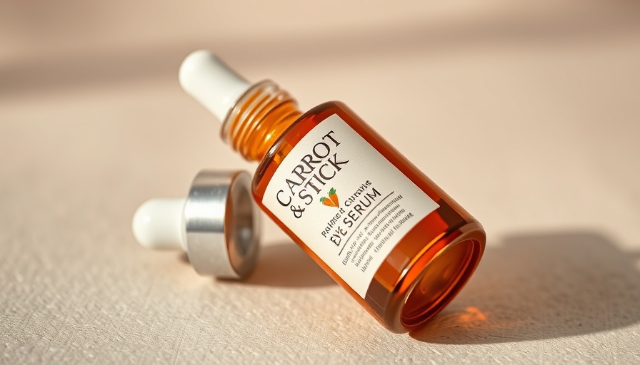 Close-up of Carrot & Stick Eye Serum bottle for dark circles.