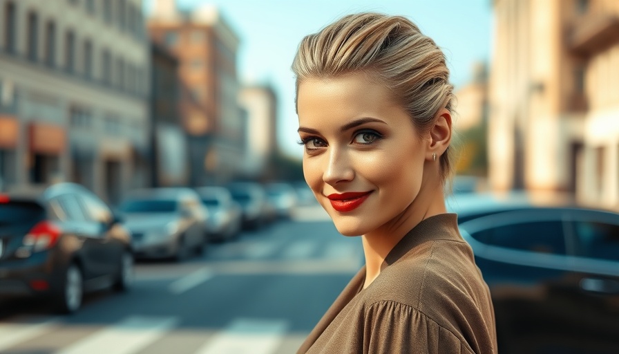 Stylish woman showcasing Fall 2025 hair color trends on urban street.