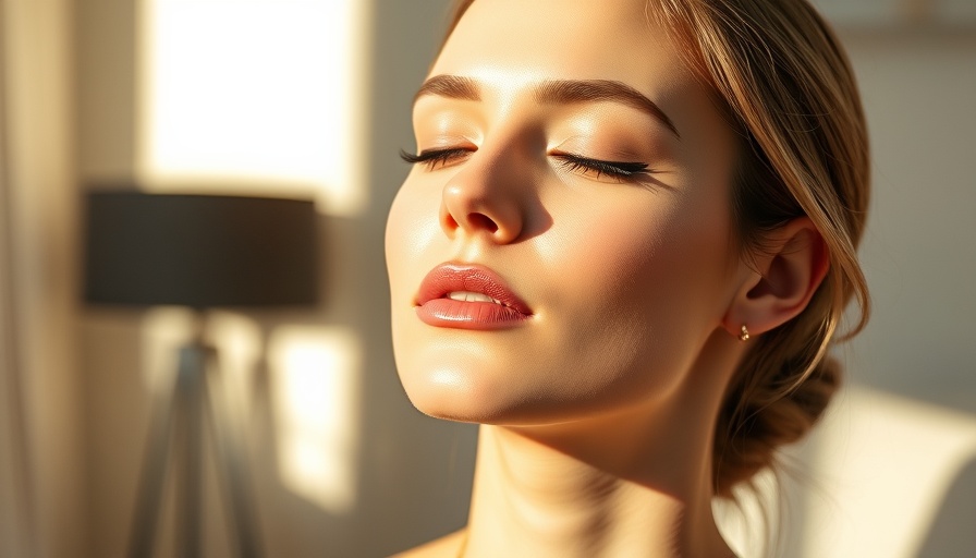 Woman with soft sculpted makeup enjoying sunlight, serene expression.