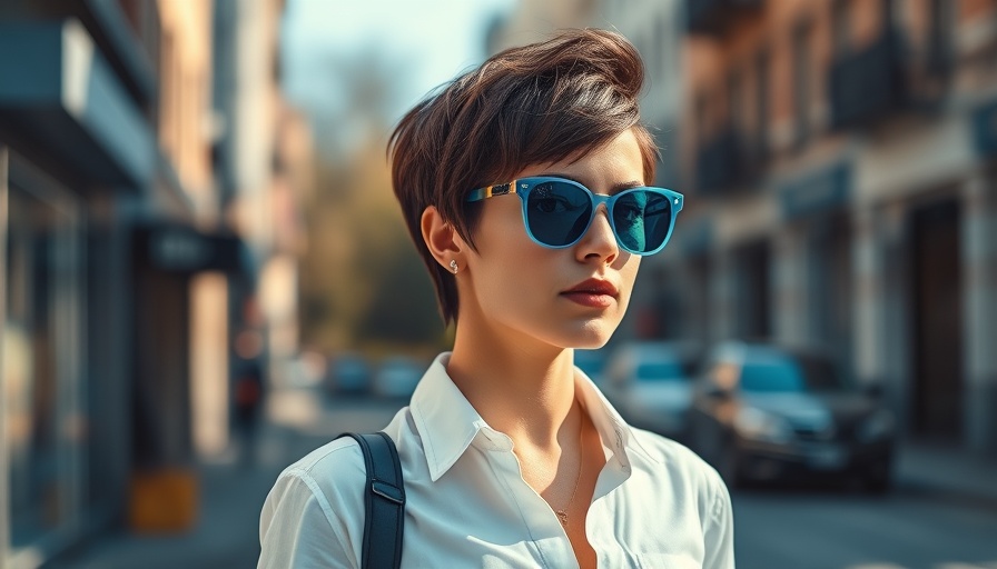Stylish woman with pixie cut for fine hair walking outdoors.