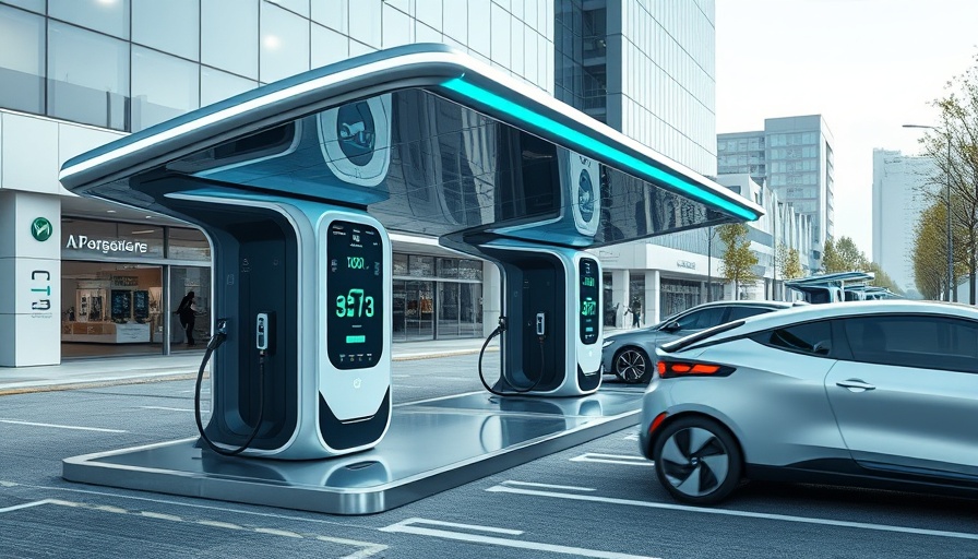 Sleek futuristic EV charging station with BYD 1000kW technology in urban setting.