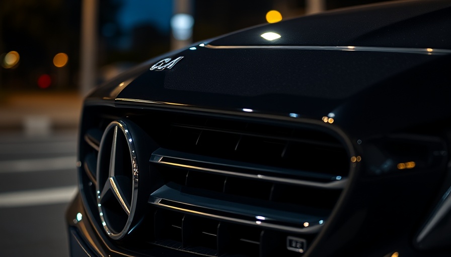 Close-up of the all-new #CLA grille and logo at night.