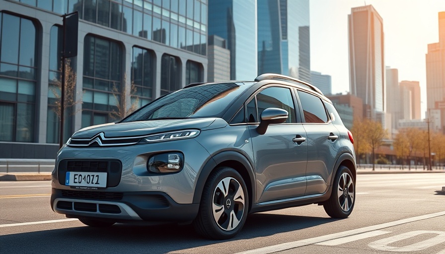 Sleek Citroen e-C3 in urban setting for review.