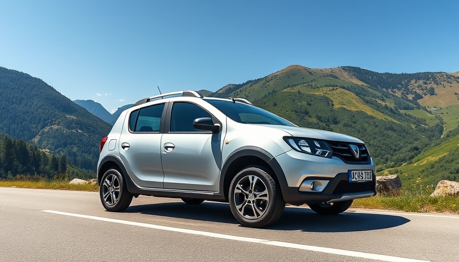 Budget-friendly Dacia Sandero deal showcased with a scenic background.