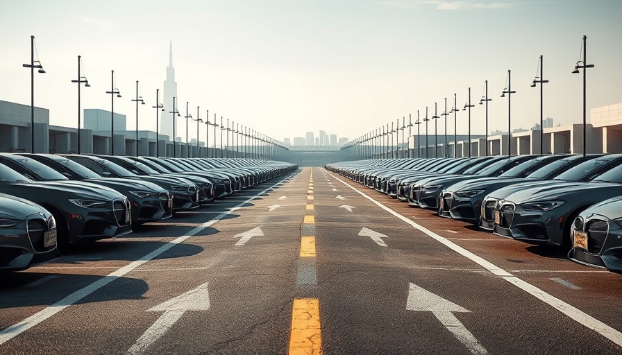 Parked cars in UK automotive lot, Assurant business context.