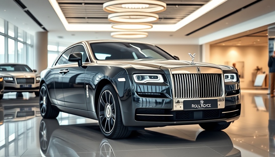 Elegant Rolls-Royce in Manchester luxury showroom under modern lights.