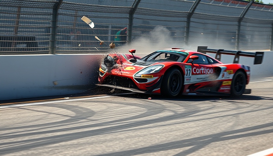Race car crash on track, related to carbon fiber ban EU cars.
