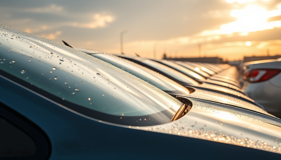 Row of cars at dawn reflecting light - Automakers Response to Trump's Tariffs