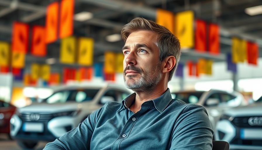 CarMoney expansion vehicle finance - Man in automotive showroom.