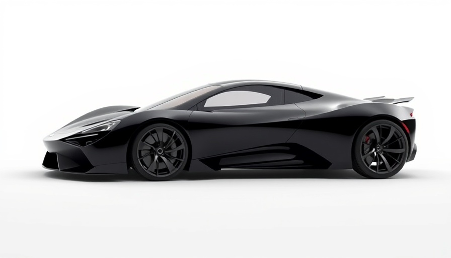 Futuristic sleek black sports car, Mazda MX-5 Miata future concept, on white background.