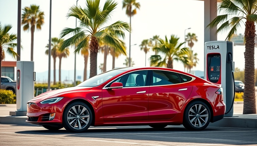 Red Tesla Model S at charging station, used Teslas sales growth