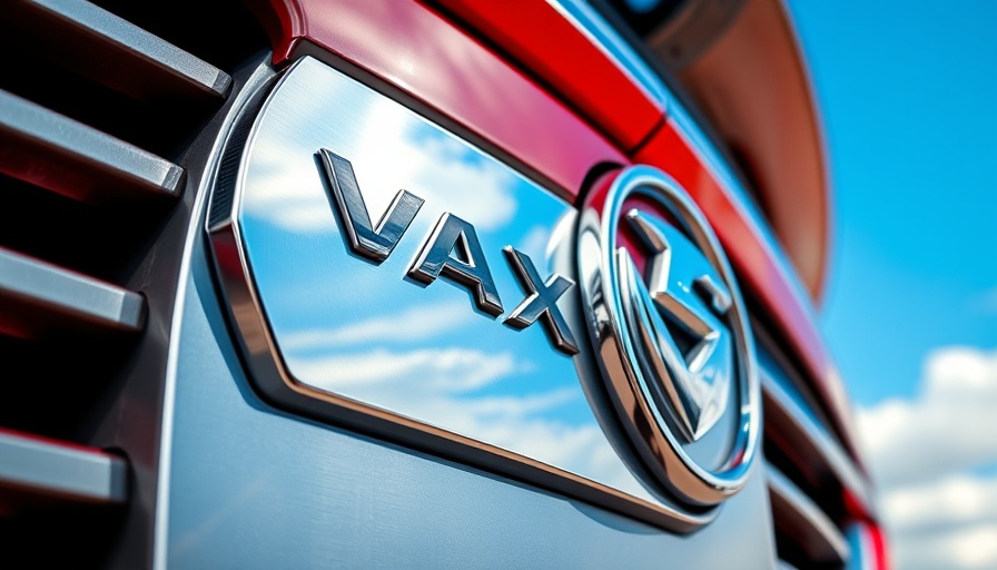 Reflective Vauxhall logo on a building facade, Vauxhall electric van servicing package.