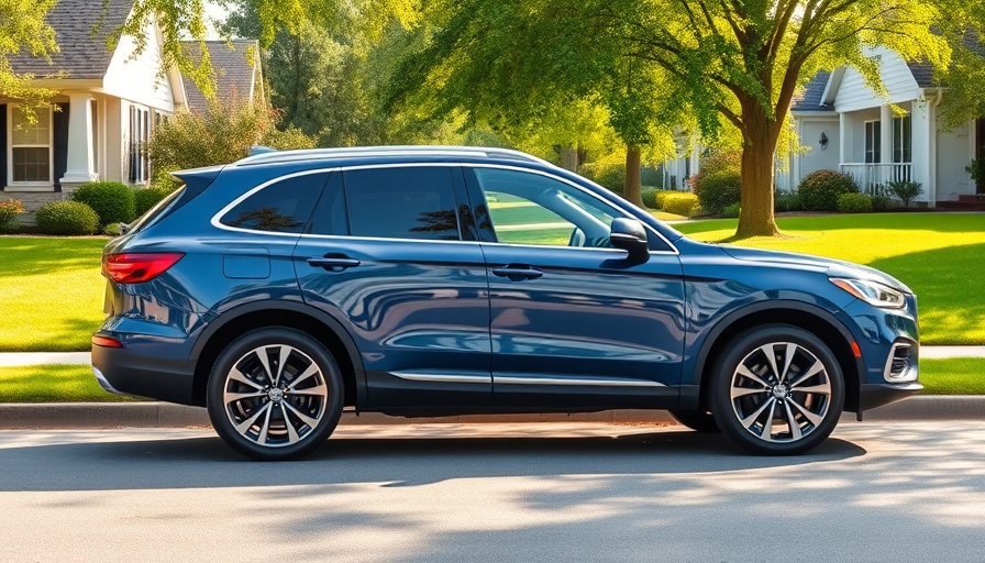 Front view of Ford Explorer SUV on quiet street
