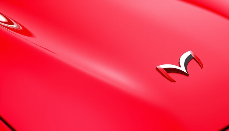 Glossy Mazda Soul Red paint on car panel close-up.