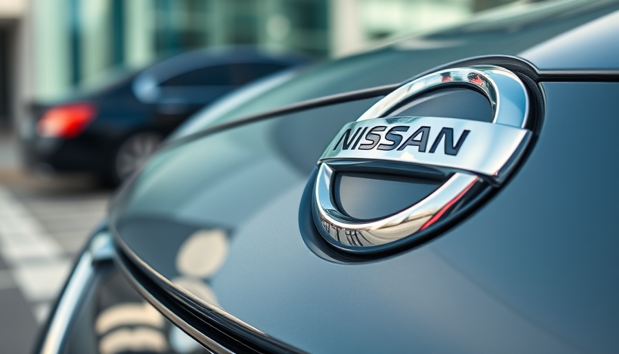 Nissan logo close-up, automotive branding focus.