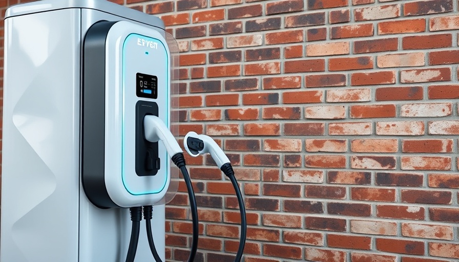 Home EV charging guide featuring modern charging station, brick wall.