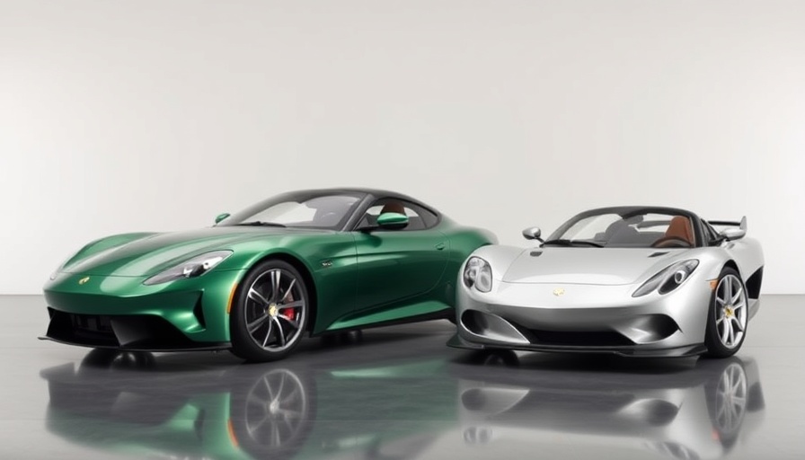 Sleek green lightweight British sports car in a studio setting.