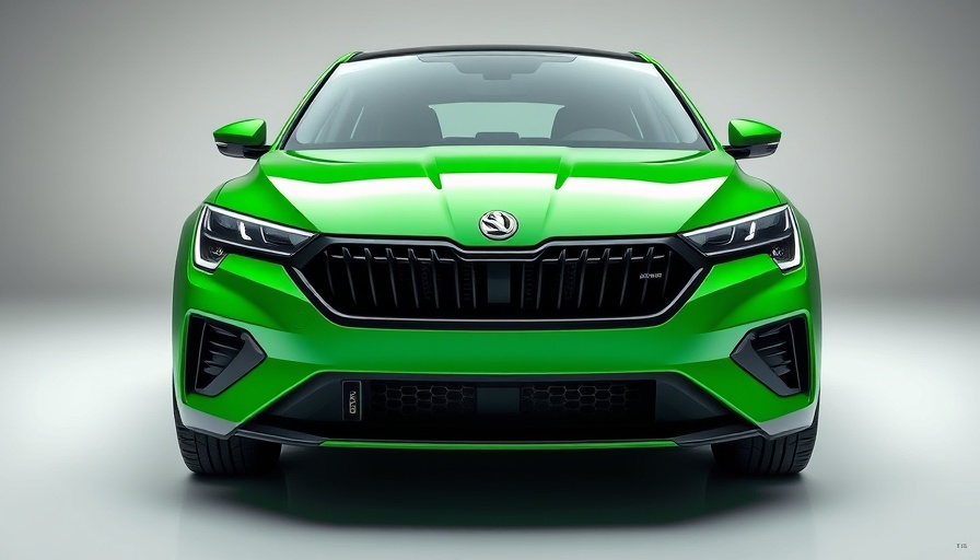 Škoda Elroq vRS pricing and specs: Vibrant green car, studio shot.
