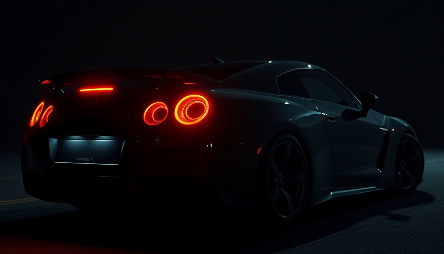 Nissan car with glowing taillights in darkness, representing Nissan’s 10-Year Warranty Australia.