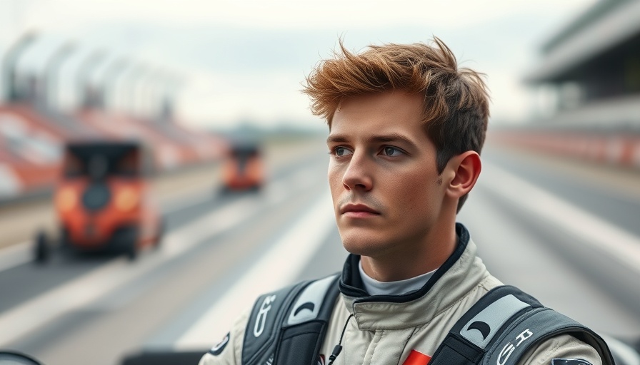 Kimi Antonelli, young racing driver in focused pose, Formula One environment.