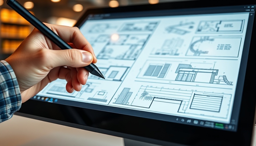 Stylus drawing on digital plans for Ron Skinner dealership.