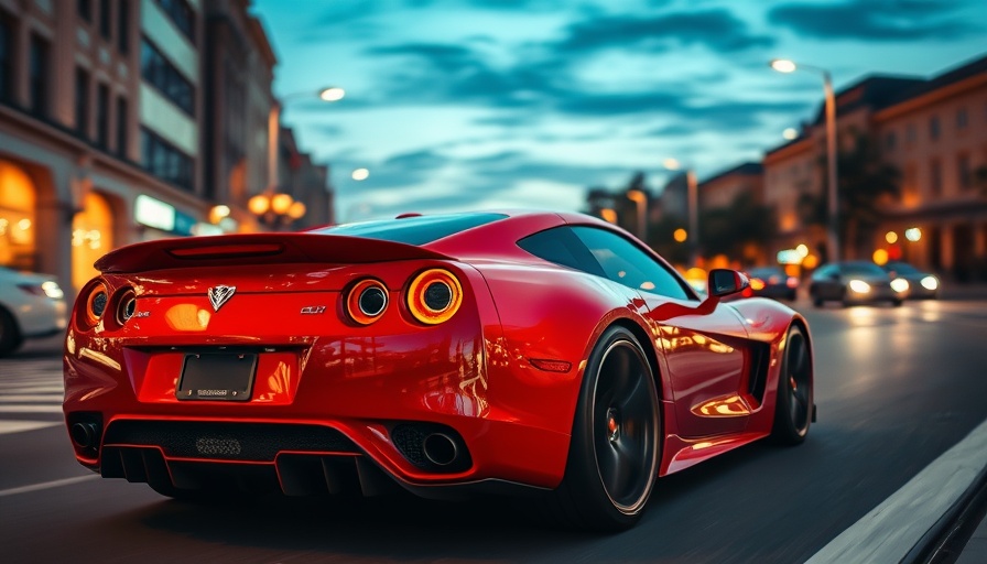 Best-sounding cars: sleek red sports car at dusk.