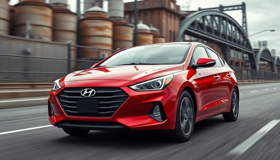 Red car driving in urban area, symbolizing vehicle ownership in high-traffic states.