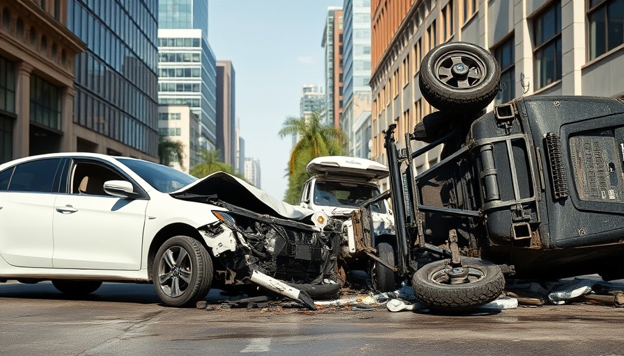 Serious car accident with overturned vehicle in urban setting.