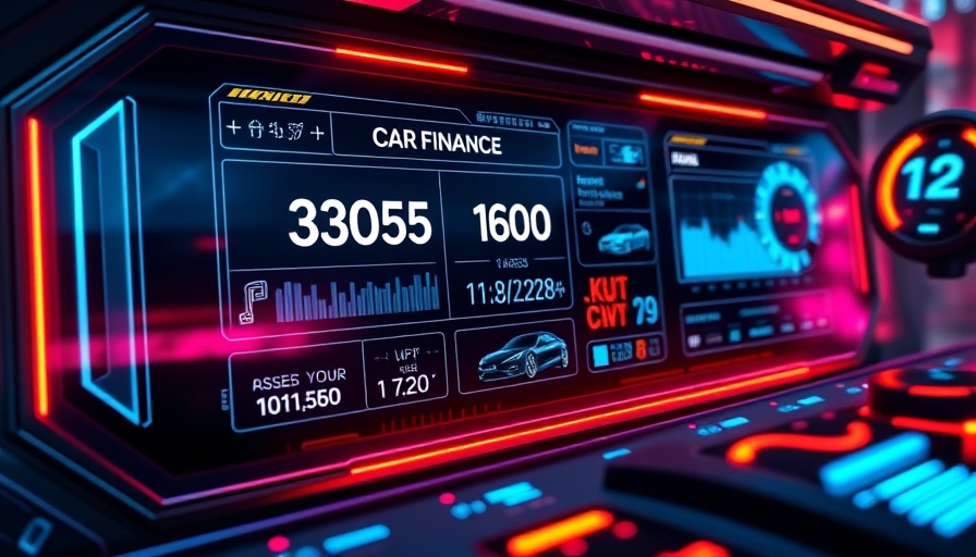 Futuristic digital interface for checking outstanding finance on a car.